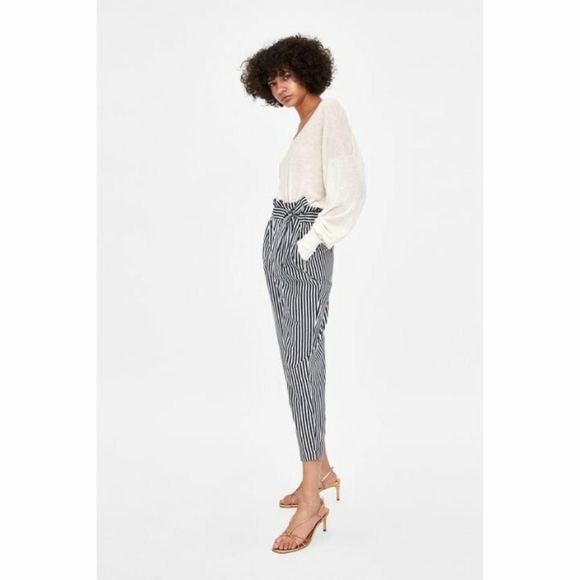 Zara Striped Paperbag Pants - Picture 3 of 6